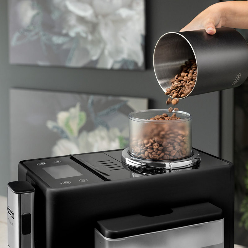 Fully Automatic Espresso Machine with Built-In Coffee Grinder, Black