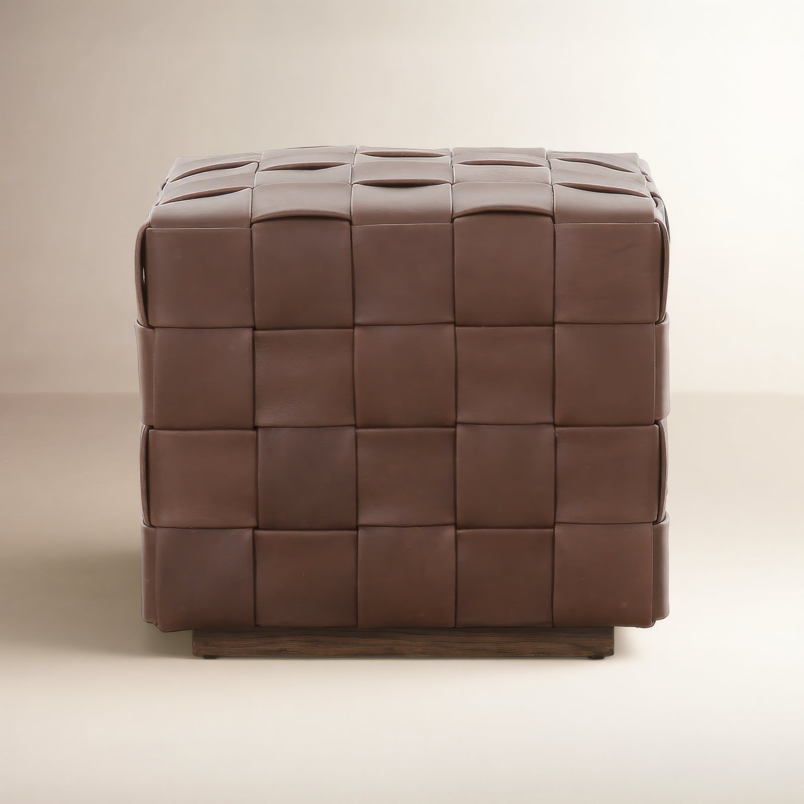 Riesner Genuine Leather Ottoman, Dark Brown