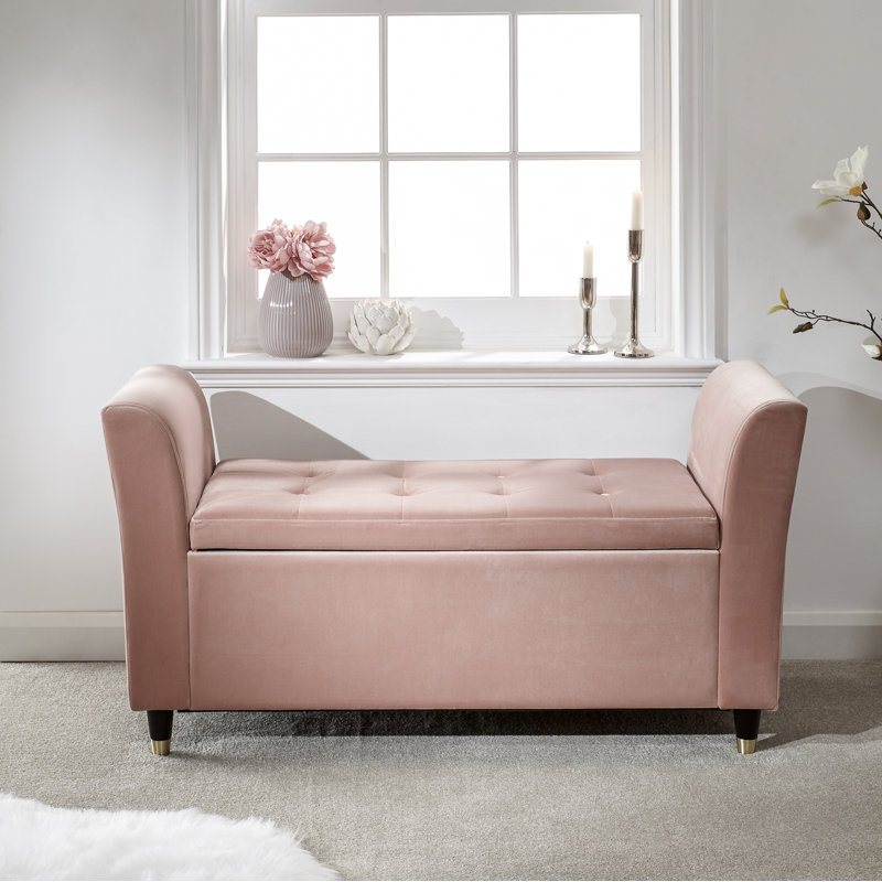 Abbingt Upholstered Storage Bench, Blush Pink