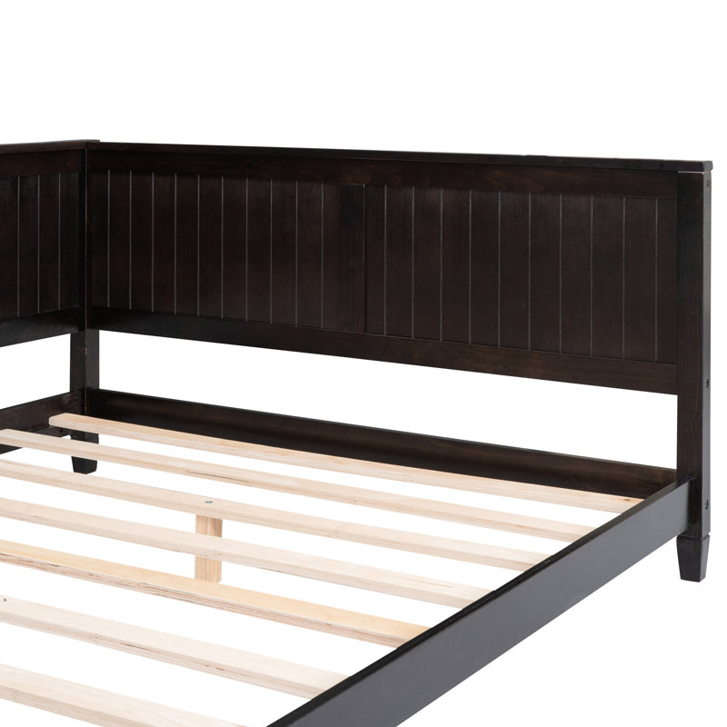 Lit de jour double en bois pleine grandeur, style Mid-Century moderne classique, avec accoudoirs et pour une maison confortable, design classique, bois, inclus
