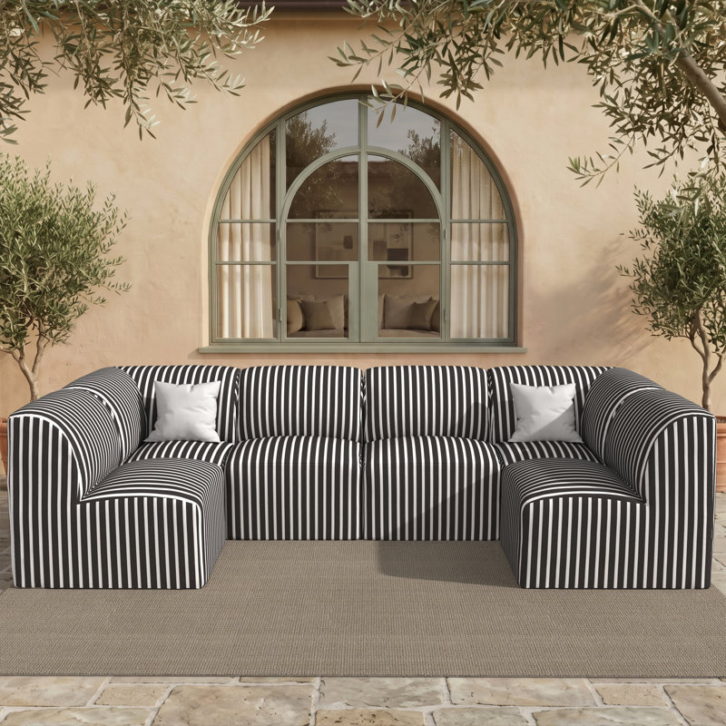 Ensemble de canapés d'angle modulaires Eliana 6 pièces en forme de U, recouverts de tissu Sunbrella