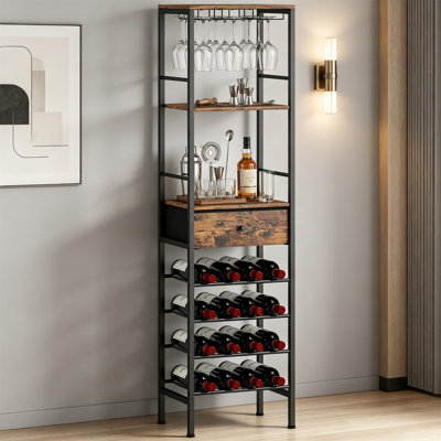 Wine Bottle & Glass Rack Black,Brown