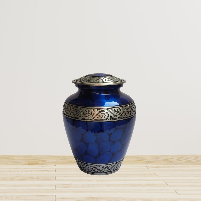 Rigved Etched Vine Handcrafted Large Cremation Urn , Gray