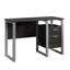 Dark Brown Finish Desk For Home Office And Small Workspaces, Compact Single Pedestal Design, Storage Drawer With Metal Runners Stops, Modern Style Black Silver Frame, Smooth - Glide Drawer, 45 Inches