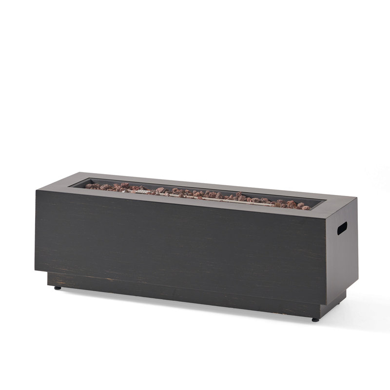 40" Outdoor 50,000 BTU Rectangular Iron Propane Fire Pit, Dark Grey (Tank Cover Not Included)