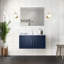 Meuble-lavabo bleu marine avec comptoir en marbre et miroir de 91 cm (36 po) - Construction robuste, grand espace de rangement, système de fermeture amortie, grande durabilité, tablette