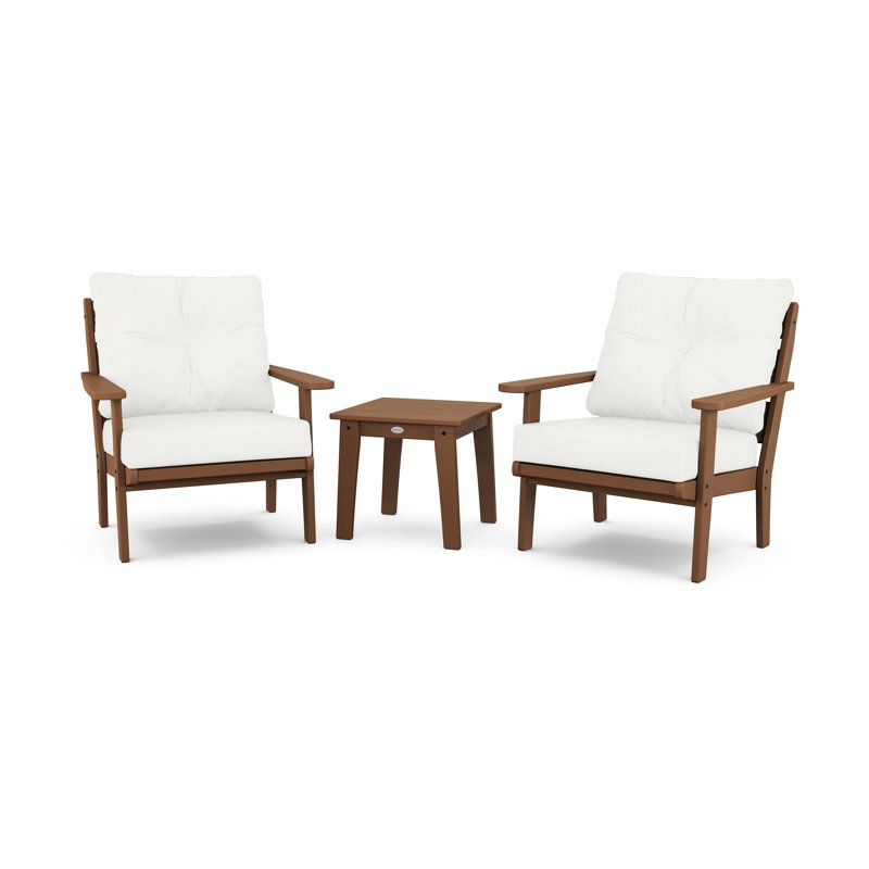 Lakeside 3-Piece Deep Seating Chair Set, Teak, Natural