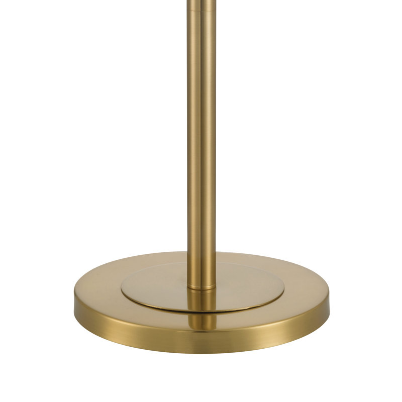Lampe sur pied moderne en or 62,2 po avec abat-jour tambour en tissu blanc, Bronze
