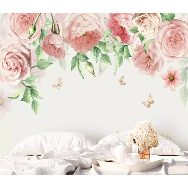 Papier peint amovible floral anglais, L 114 po x l 204 po