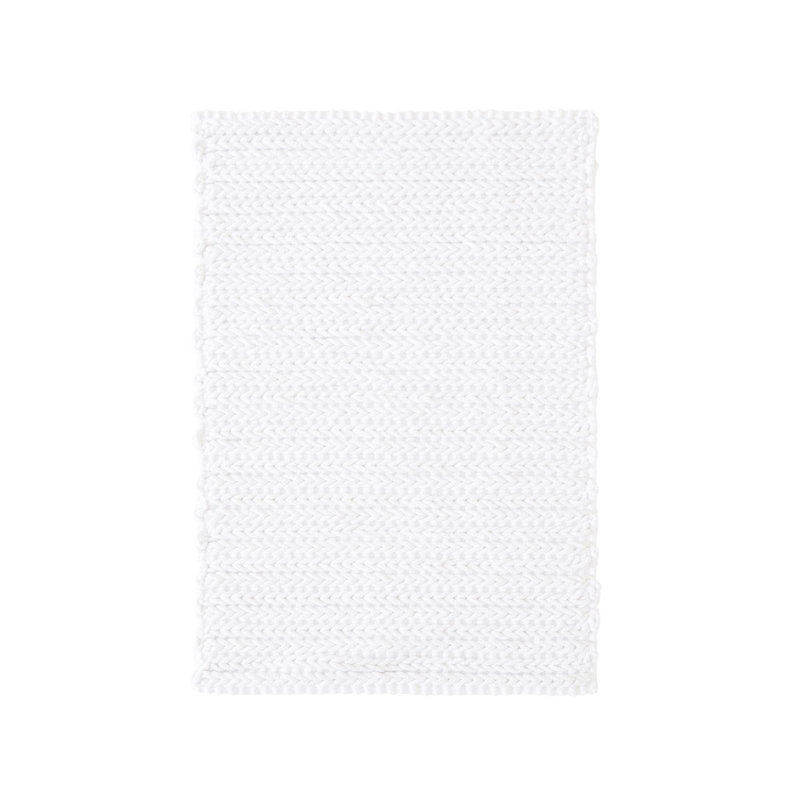 White Cotton Chenille Ribbed Non-Slip Bath Rug