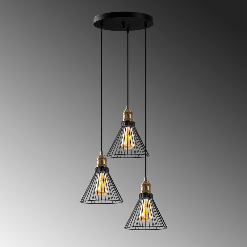 Luminaire suspendu conique à 3 lumières Hufford
