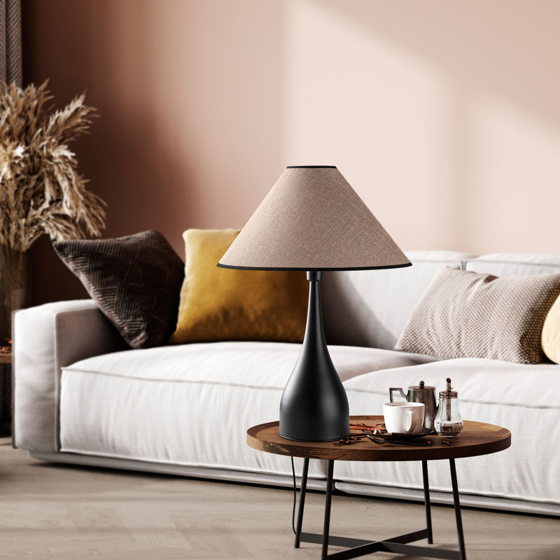Stylish Metal Table Lamp, Black, 19.7 x 19.7 x 26.8 inches | Fabric Cap Ø4.7 x 9.8 inches | E27 Socket, Max 40W (Bulb Not Included) | Modern Design, Perfect for Living Room & Bedroom Decor, IP20 Rated
