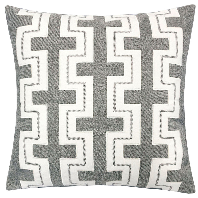 Cassia Square Pillow Cover & Insert, Silver