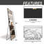 Miroir mural pleine longueur, grand miroir de plancher pour porte de salle de bain dans la chambre à coucher avec cadre en aluminium (avec support, noir 56 x 15)