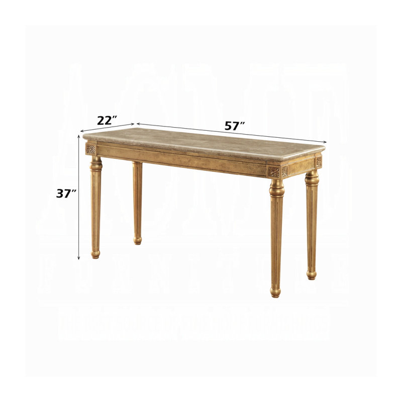 Table de canapé ACME Daesha, plateau en marbre naturel et or antique