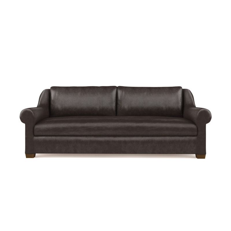Canapé à accoudoirs roulés Thompson, Cuir chocolat, H 32 po x l 72 po x P 46 po