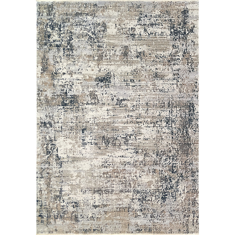 Tapis abstrait / bleu, Rectangle 6 pi 7 po x 9 pi 6 po