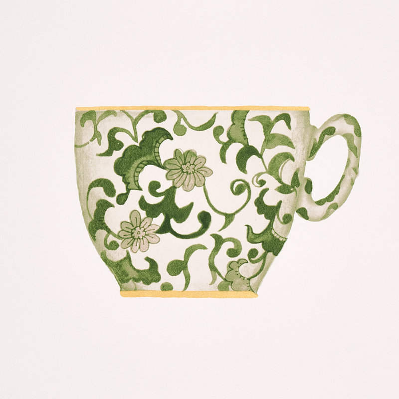 Papier peint Onie's Teacups, Vert printemps