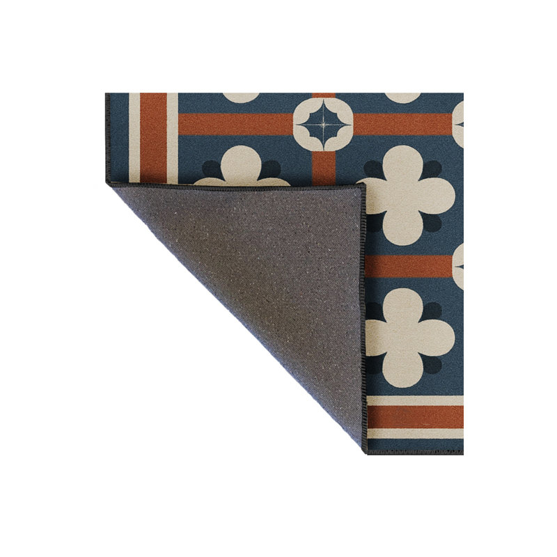Tapis bleu tissé lavable rétro Mosso, 3'11" x 5'11"