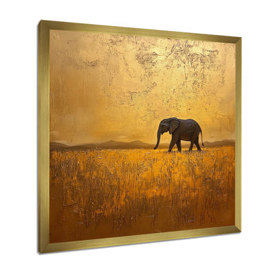 Éléphant doré dans le désert ouvert d'Afrique I - éléphant, art mural grand