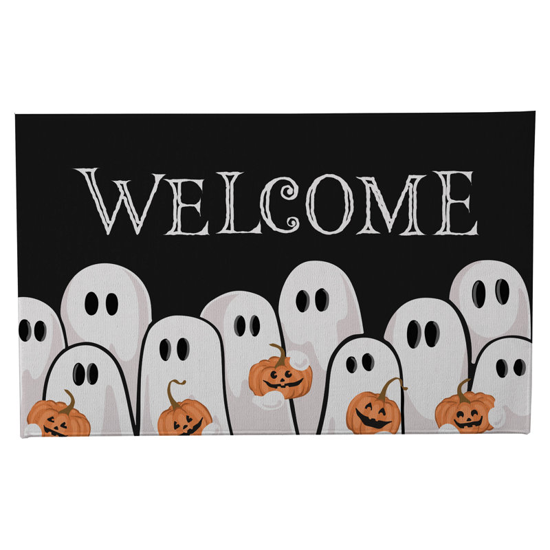 Paillasson Ghost & Pumpkins, L 17 po x L 24 po, Gris anthracite