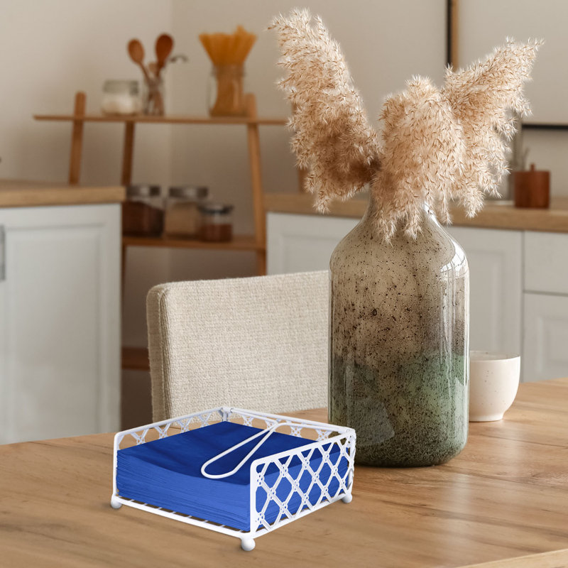 Metal Flat Napkin Holder, White