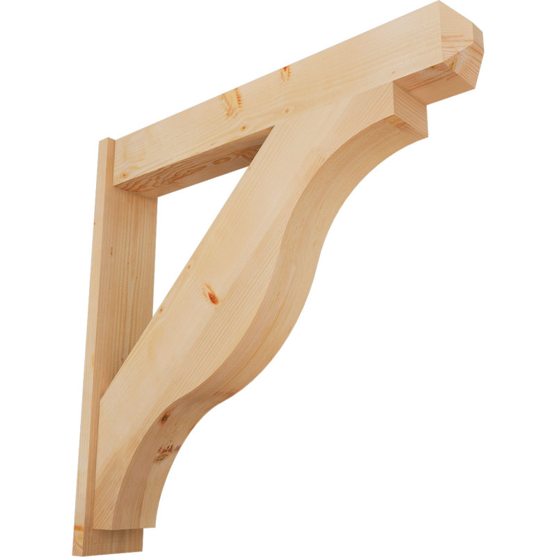 Persienne en bois rustique Funston Craftsman, P 44 po x H 44 po, Sapin Douglas de 7 1/2 po (lisse)