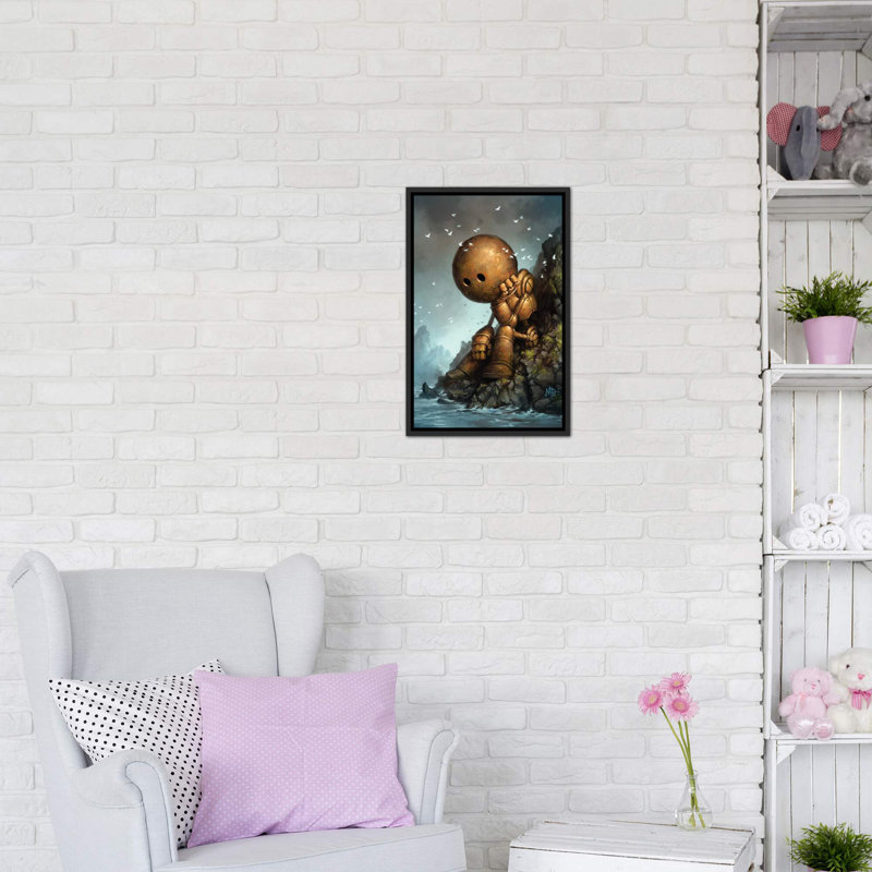 Décoration murale pour enfants Introversion, Toile avec cadre noir patiné, H 26 po x l 18 po x 1,5 po