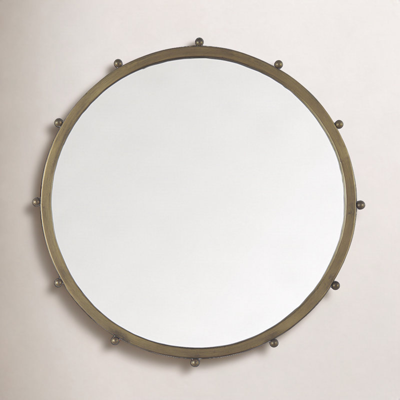 Weston Metal Round Mirror, 25.2" x 25.2", Gold