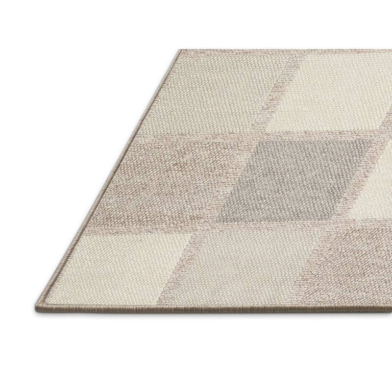Tapis géométrique brun / beige / gris, Rectangle 5 pi x 7 pi