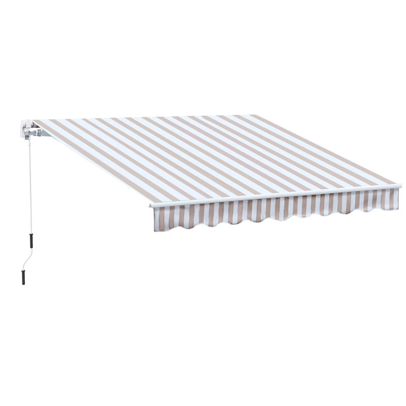 Outsunny 10' X 8' Retractable Awning, Brown/White Striped, 59" H x 116.25" W x 96.5" D