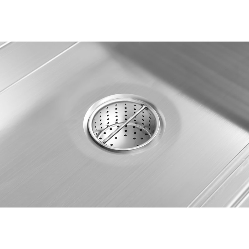 Drain de plancher en acier inoxydable 12 po x 24 po, calibre 14 avec grille de style métro et panier de vidange amovible, homologué NSF (km-ftg-1224)