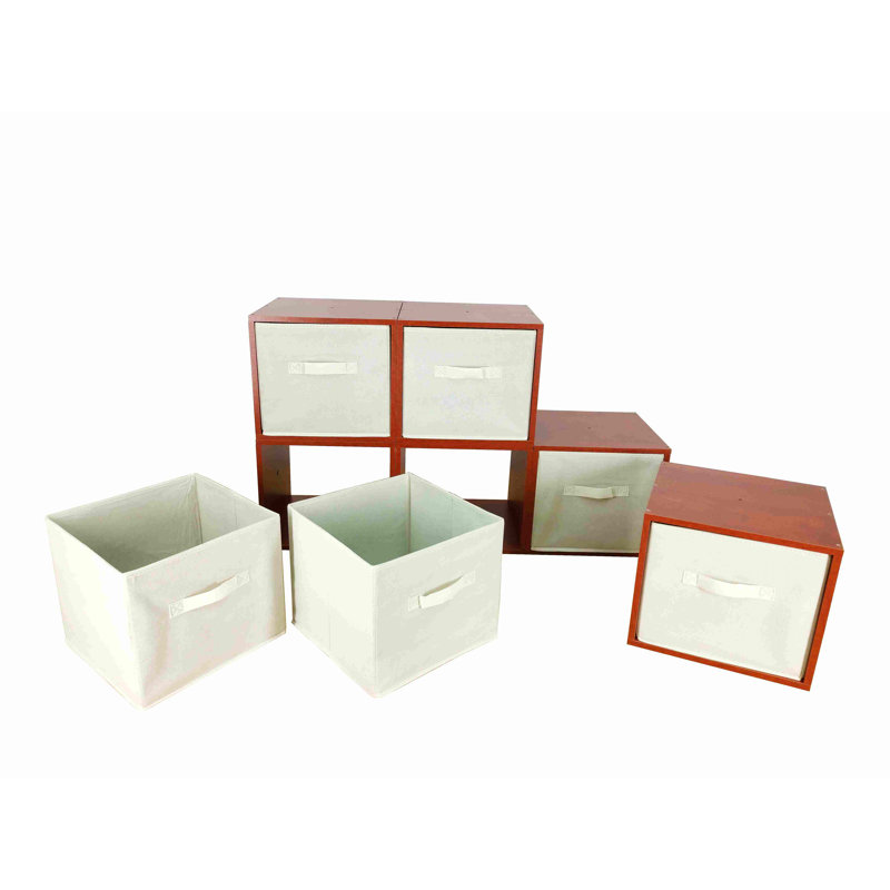 Modular Wood Blocks with Fabric Bins 6/Set