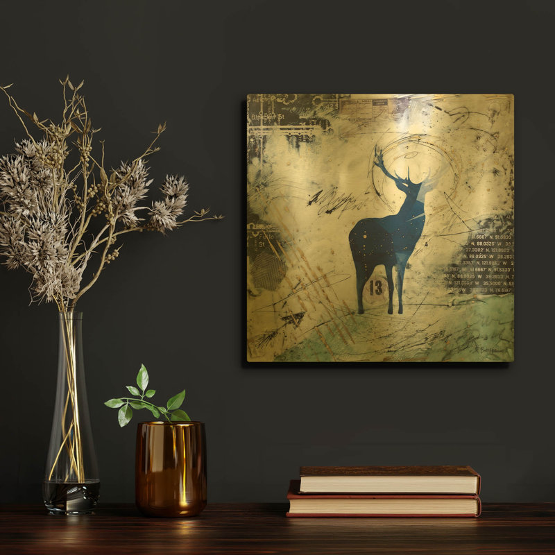 «Wanderer» par Britt Hallowell, art mural en métal doré, 12 po x 12 po, 12"x12"