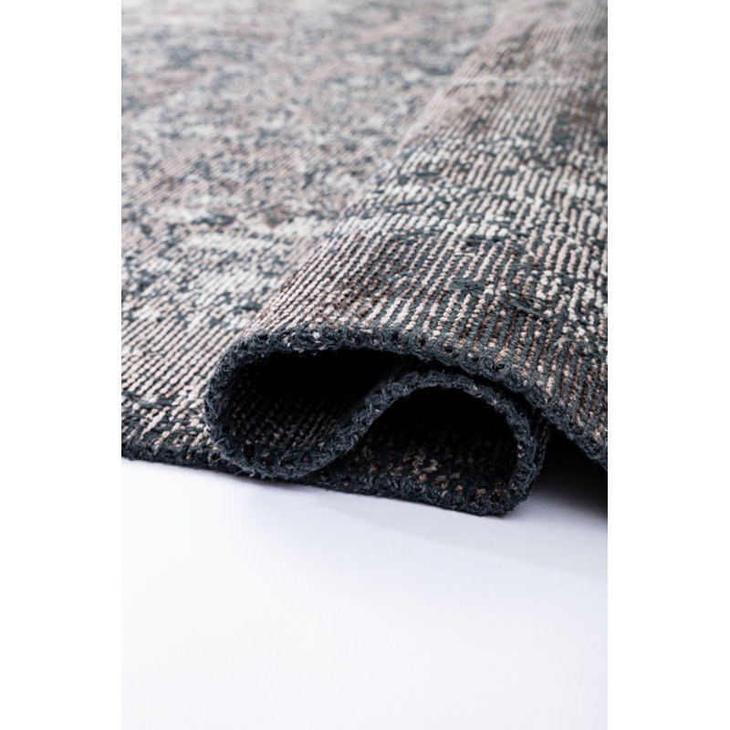 Rapture Gray/Blue Damask Luxury Area Rug, Rectangle 7'10" x 9'10"