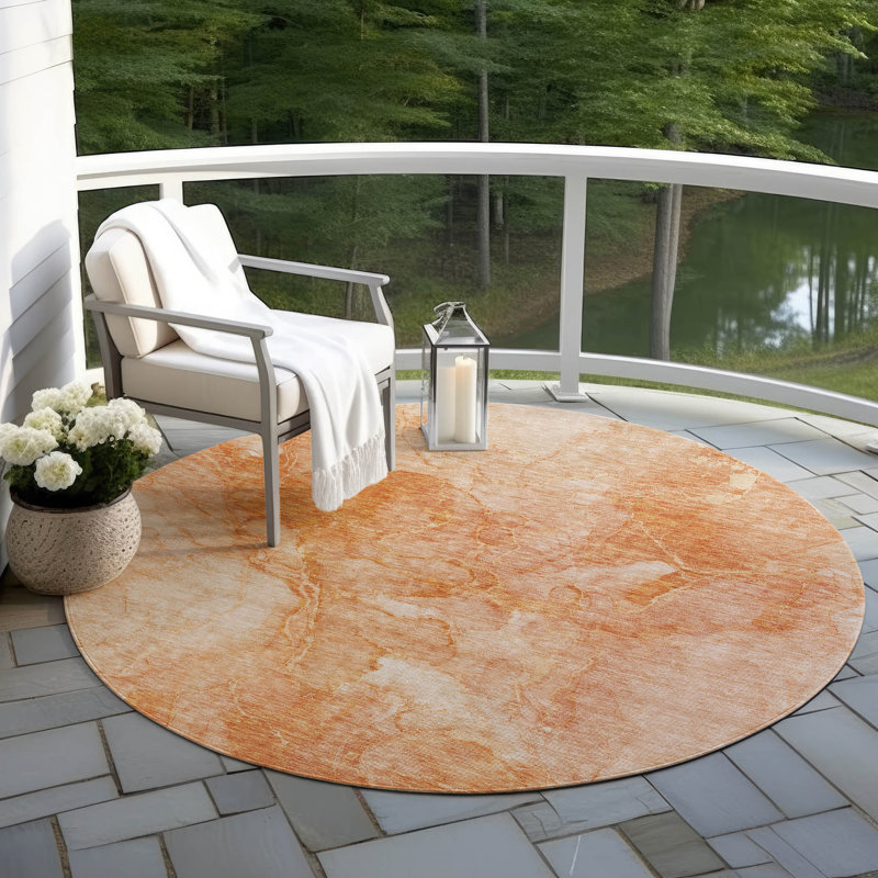 Alta Washable Abstract Indoor / Outdoor Rug, Round 8'