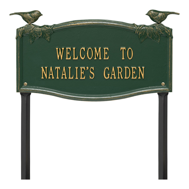 Chickadee Garden Sign, Green/Gold, Yes