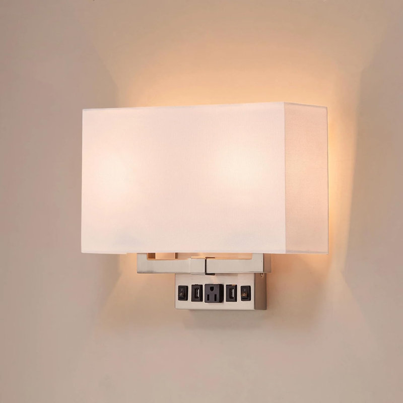 Modern Brushed Nickel Wall Sconce with White Acrylic Shade