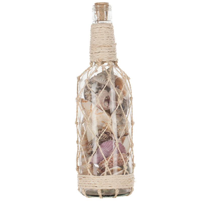 Coquillages Durrett en bouteille avec filet Abaca