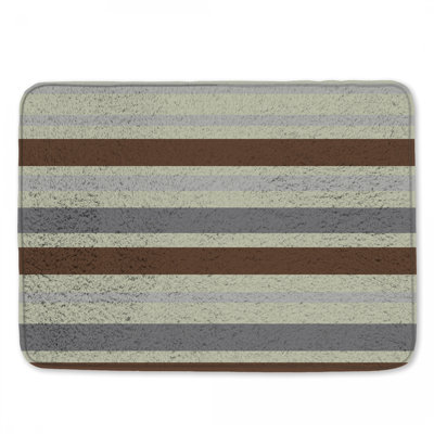 Brown Gray Stripes Bath Mat