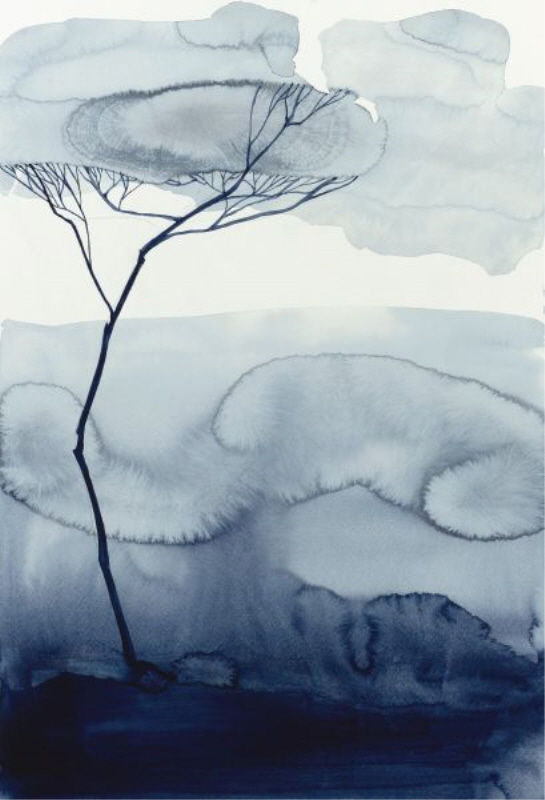 «Deep Blue Root II» par Sara Brown, impression sur toile tendue, Extérieur, H 35 po x l 24 po x P 1,5 po