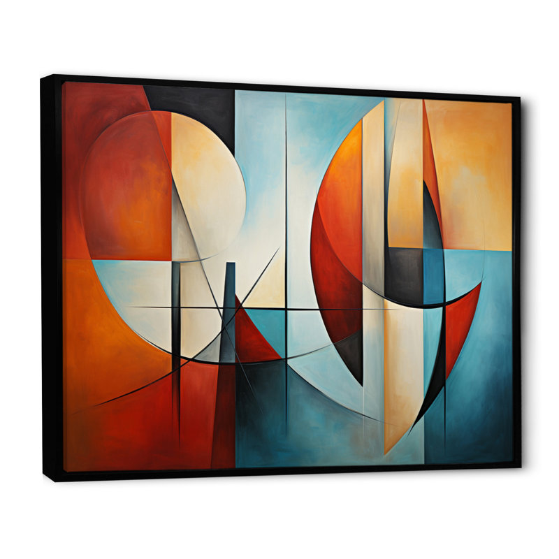 Cubism Geometric Portrait III - Cubism Canvas Art Print, H 24 po x l 32 po x P 1 po, Cadre flottant noir
