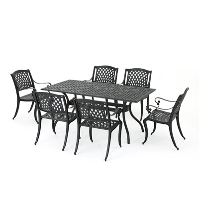 Calisa 6 - Person Metal Patio Dining Set with Rectangular Table