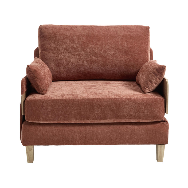 Canapé-lit pliable inclinable, canapé-lit convertible 3-en-1, décor moderne Mid-Century, Orange