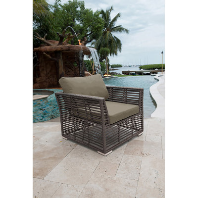 Graphite Wicker Outdoor Lounge Chair with Cushions