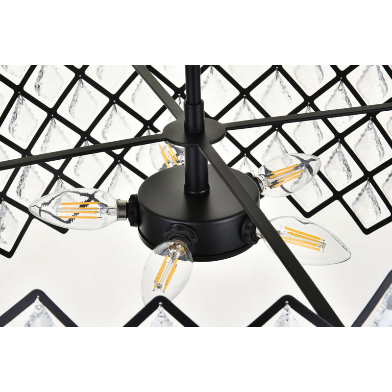Montrose 5-Light Dimmable Drum Chandelier, 5 Lights, 75" H x 21" W x 21" D, Black