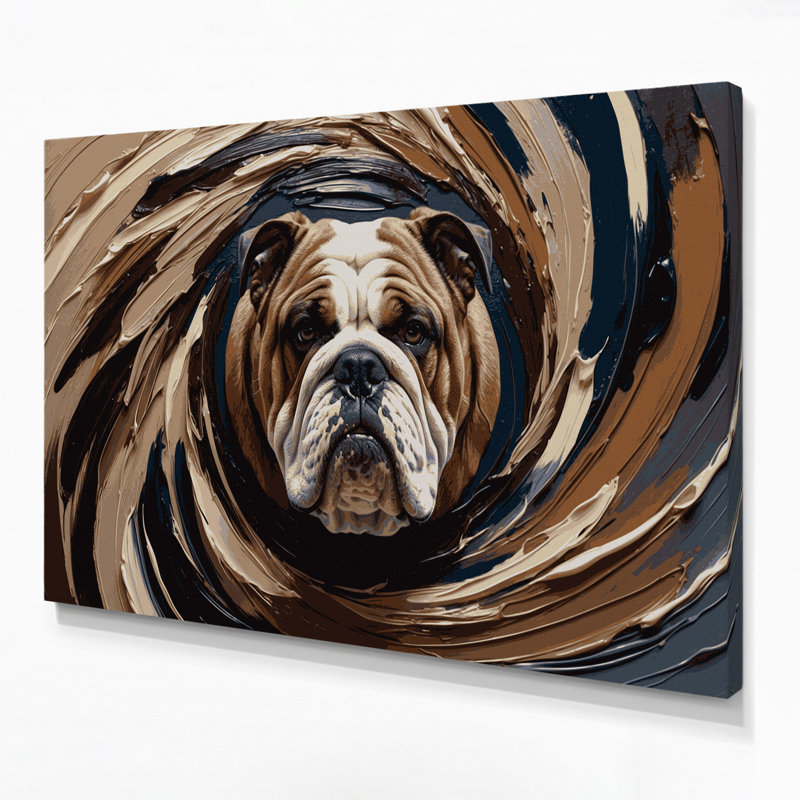 «Dogs Bulldog», art mural sur toile noire, H 24 po x l 36 po