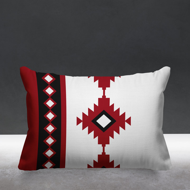 Coussin intérieur / extérieur Carlos Southwestern, Rouge