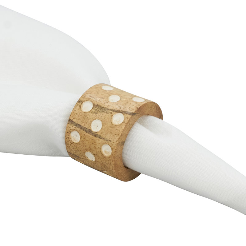 Rond de serviette en bois Earthy Dot Dot (ensemble de 4)