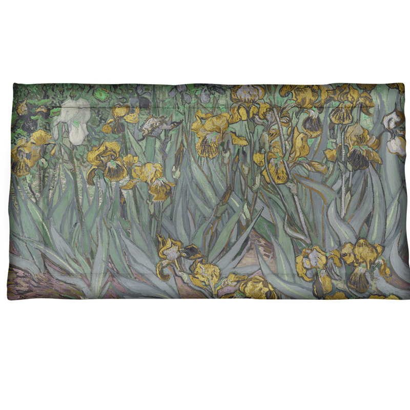 Taie décorative Vincent Van Gogh Irises, Simple, Polyester, Vert / Jaune